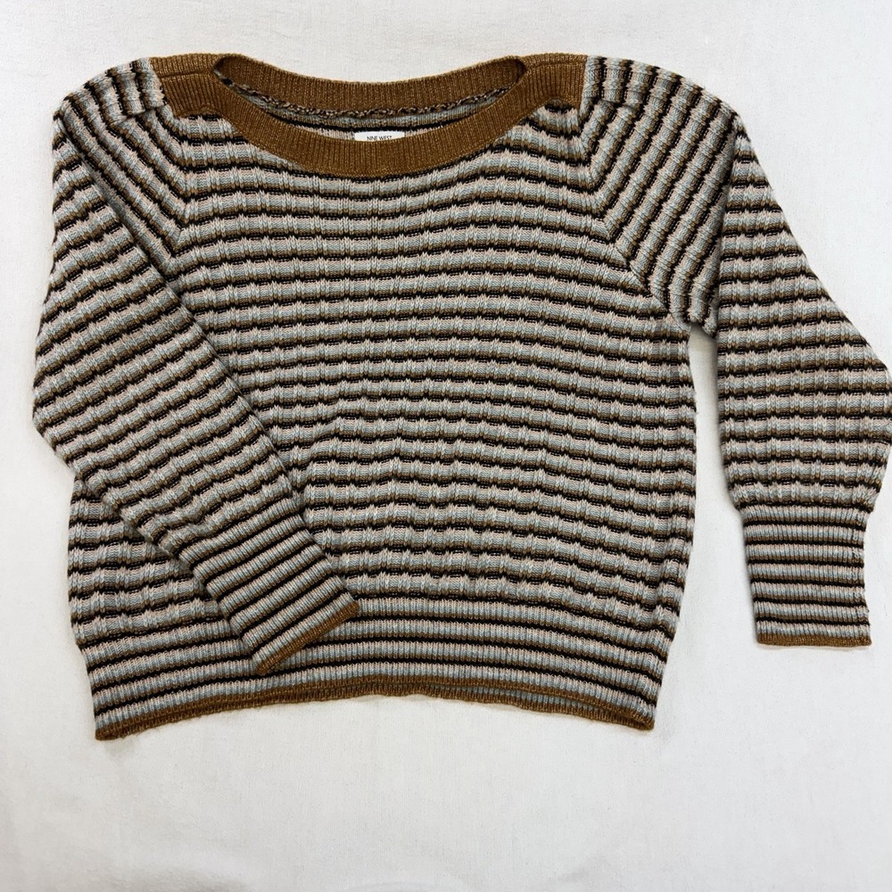Nine West Crew Neck Striped Knit Sweater Blue/Black/Brown/Pink 2X/XXL 90s Trendy